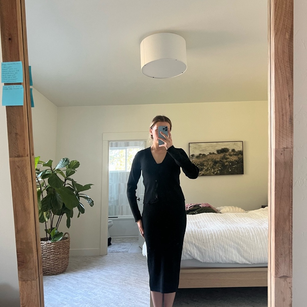 7 For All Mankind Black Midi Dress